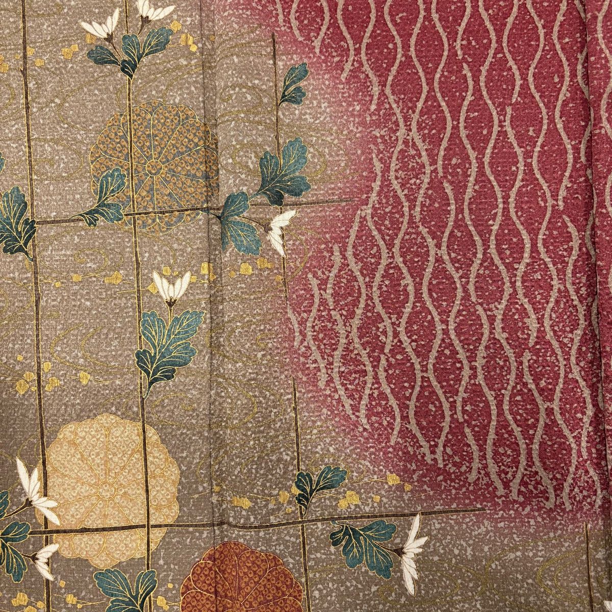 訪問着 身丈167cm 裄丈69cm L 袷 中村乃武夫 落款 菊 立涌 金彩 ぼかし