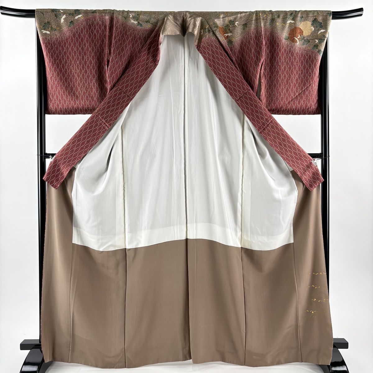 訪問着 身丈167cm 裄丈69cm L 袷 中村乃武夫 落款 菊 立涌 金彩 ぼかし