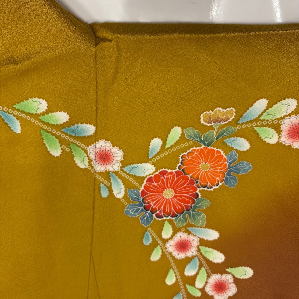 振袖 身丈168.5cm 裄丈68cm L 袷 桜 草花 金彩 染分け 茶色 正絹 秀品