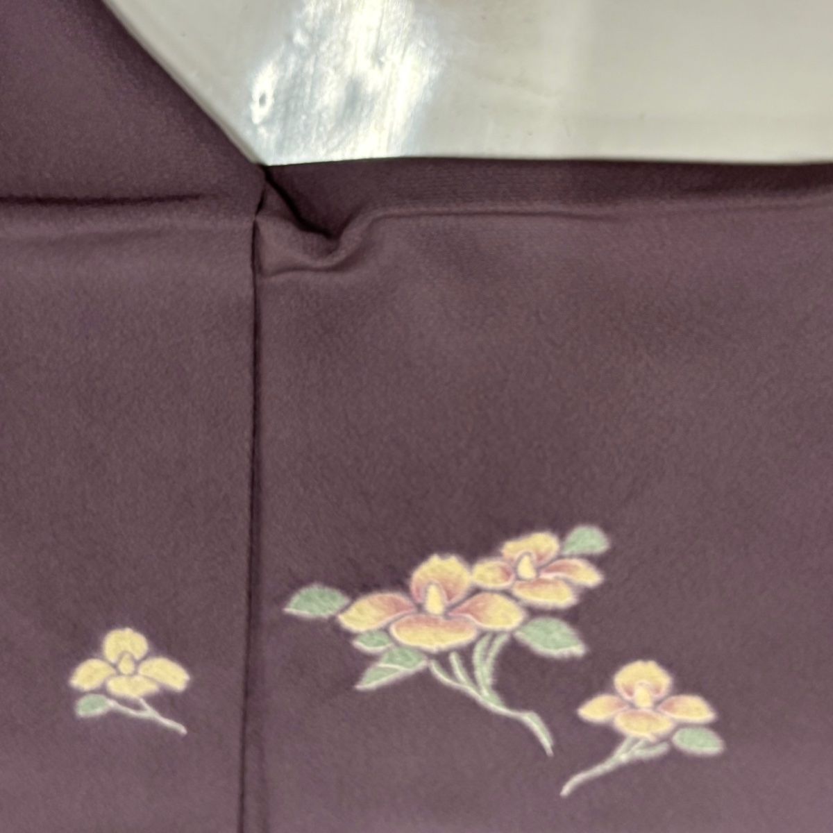 美品】 訪問着 身丈162cm 裄丈66cm M 袷 枝花 霞 金彩 ぼかし 灰紫