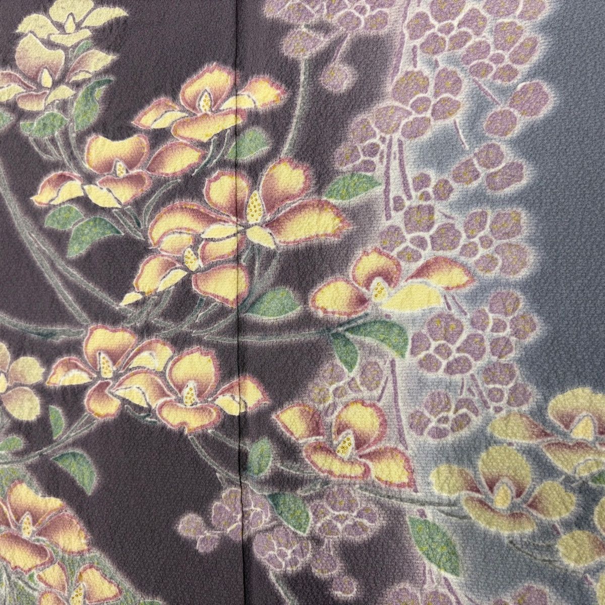 美品】 訪問着 身丈162cm 裄丈66cm M 袷 枝花 霞 金彩 ぼかし 灰紫