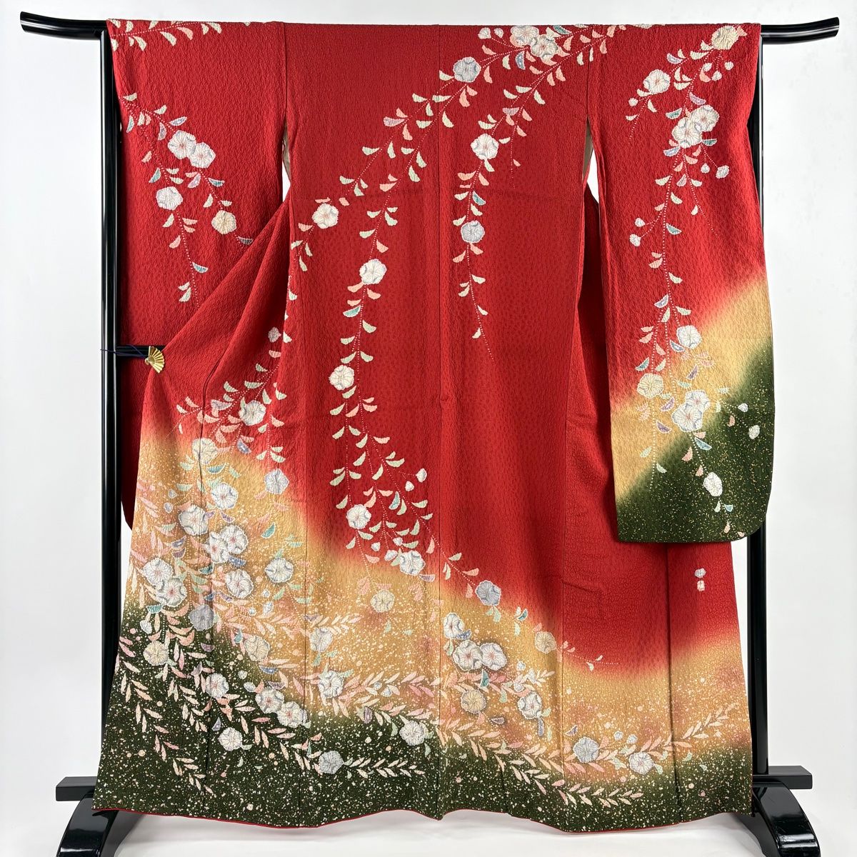 振袖 身丈163cm 裄丈63cm S 袷 鈴乃屋 落款 辻が花 金彩 ぼかし 赤