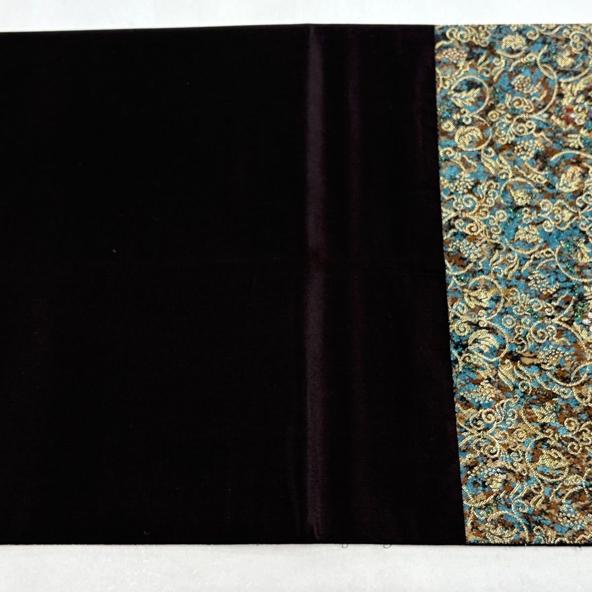 美品】 袋帯 秀品 正倉院華文 葡萄唐草 箔 青緑 六通 正絹 【中古