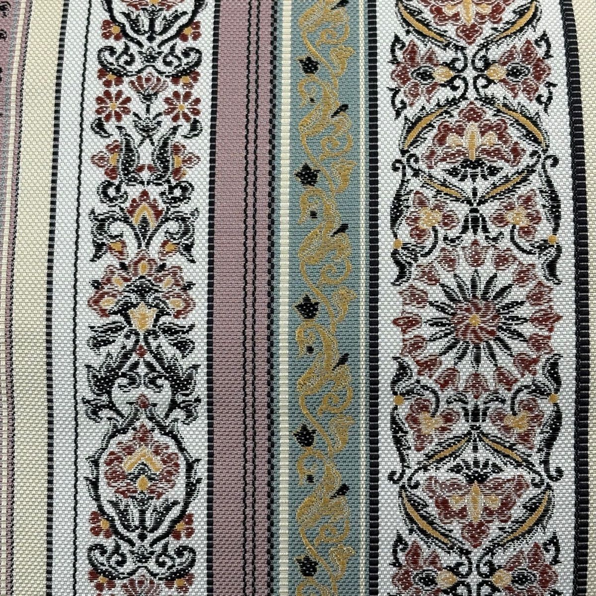 名古屋帯 秀品 八寸名古屋帯 花唐草 縞 薄紫 正絹 【中古】 - メルカリ