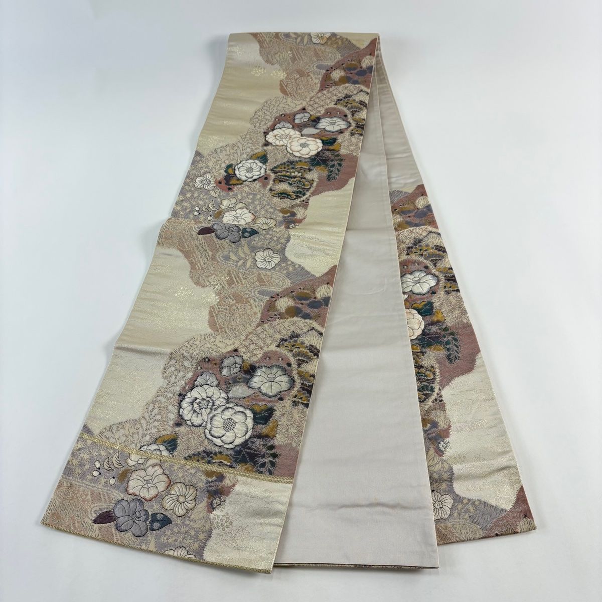 袋帯 秀品 辻が花柄 霞 箔 ベージュ 六通 正絹 【中古】 - メルカリ