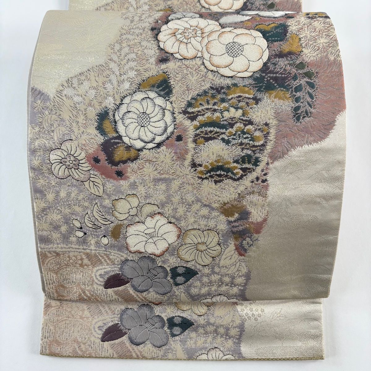 袋帯 秀品 辻が花柄 霞 箔 ベージュ 六通 正絹 【中古】 - メルカリ