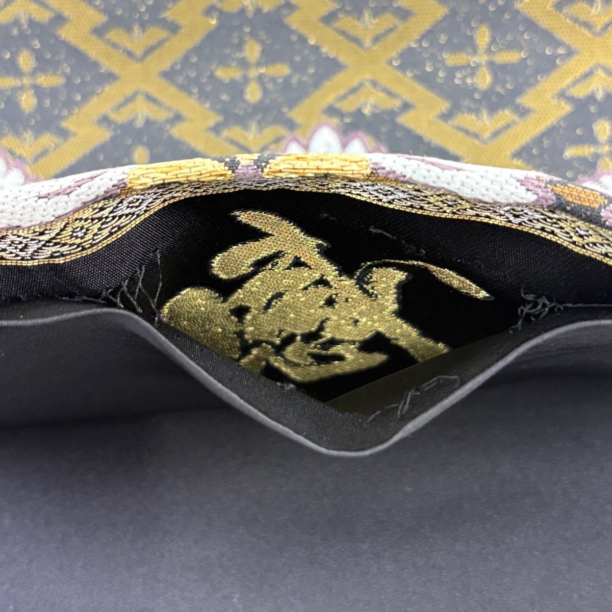 美品】 袋帯 秀品 松皮菱 花 箔 茶緑色 六通 正絹 【中古】 - メルカリ