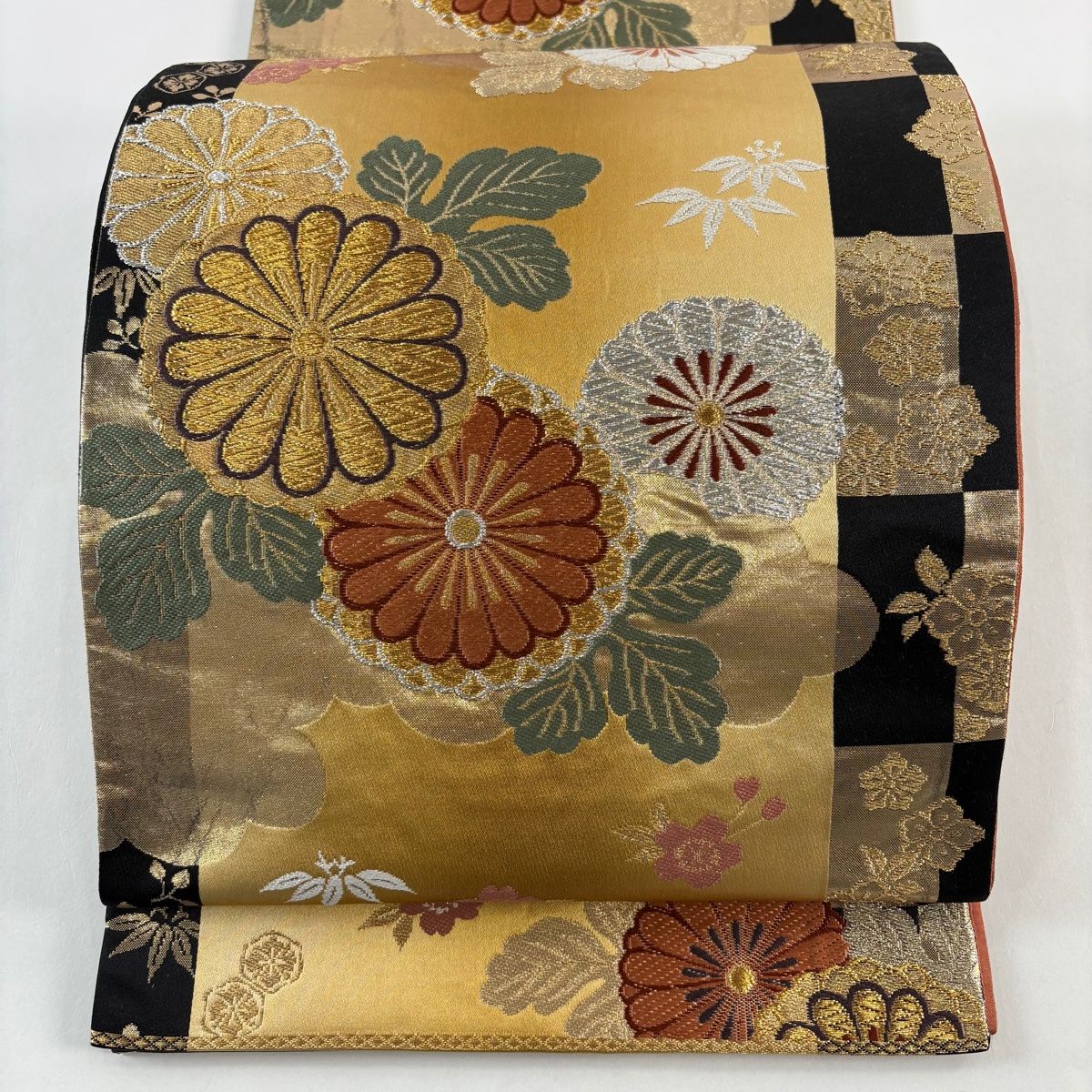 袋帯 秀品 菊 桜 唐織 箔 山吹茶色 六通 正絹 【中古】 - メルカリ