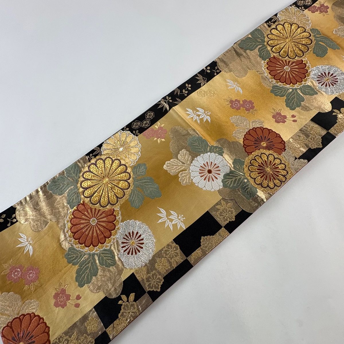 袋帯 秀品 菊 桜 唐織 箔 山吹茶色 六通 正絹 【中古】 - メルカリ