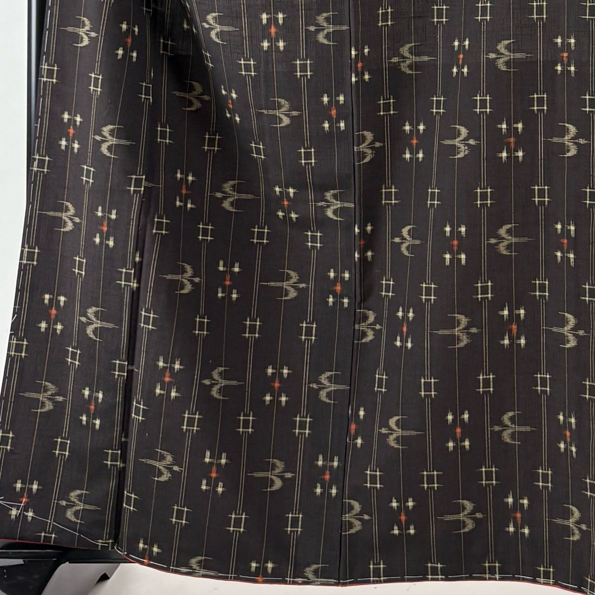 紬 身丈162 cm 裄丈67.5 L 袷 袋帯セット 燕 絣柄 墨色 正絹