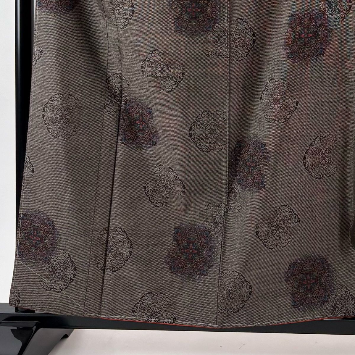 大島紬 身丈160 cm 裄丈64.5 M 袷 袋帯セット 証紙 華文 焦茶色 正絹 秀品