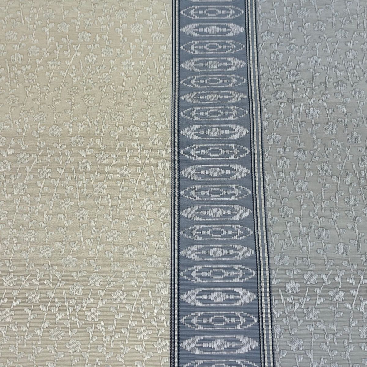 反物 秀品 帯反物 証紙有り 博多織 幾何学模様 地紋 クリーム 正絹