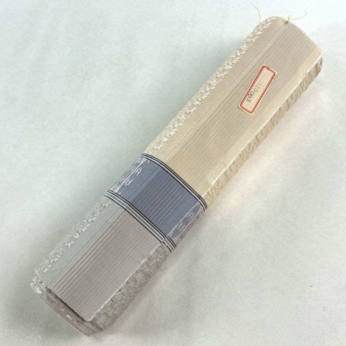 反物 秀品 帯反物 証紙有り 博多織 幾何学模様 地紋 クリーム 正絹