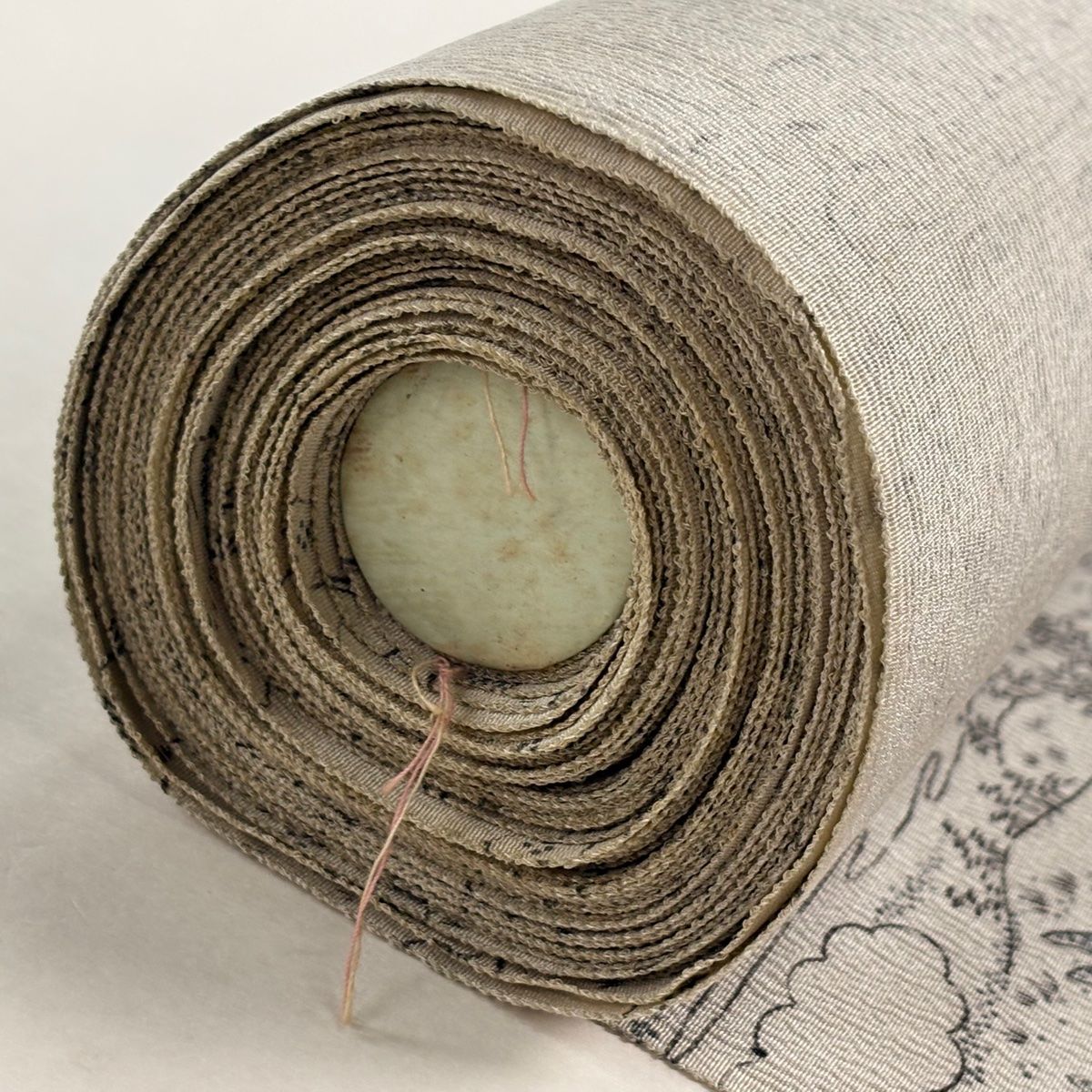  反物 秀品 小紋 証紙有り 風景 建物 灰色 正絹 その他 着物反物