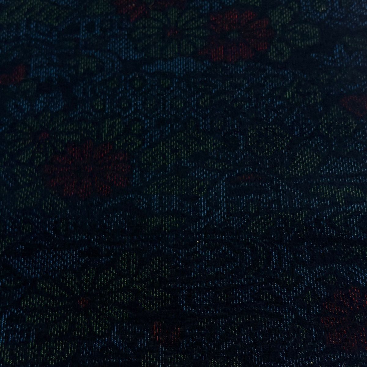 反物 秀品 紬 証紙有 菊 流水 濃紺 正絹