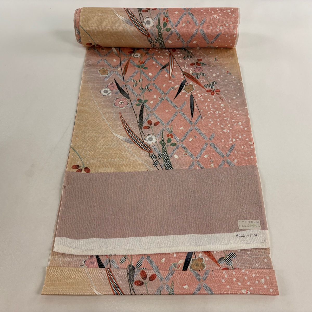 【文庫版/漫画】へうげもの -山田芳裕- 全12巻セット 反物 秀品 小紋 柳 草花 ピンク 正絹 【】