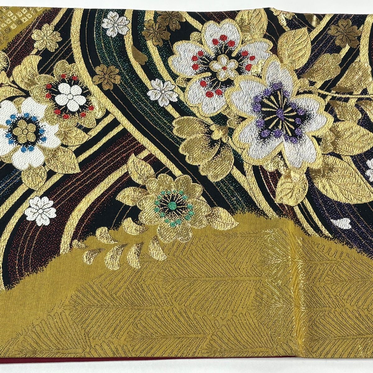 袋帯 秀品 桜 波 金銀糸 箔 黄土色 六通 正絹 【中古】 - メルカリ