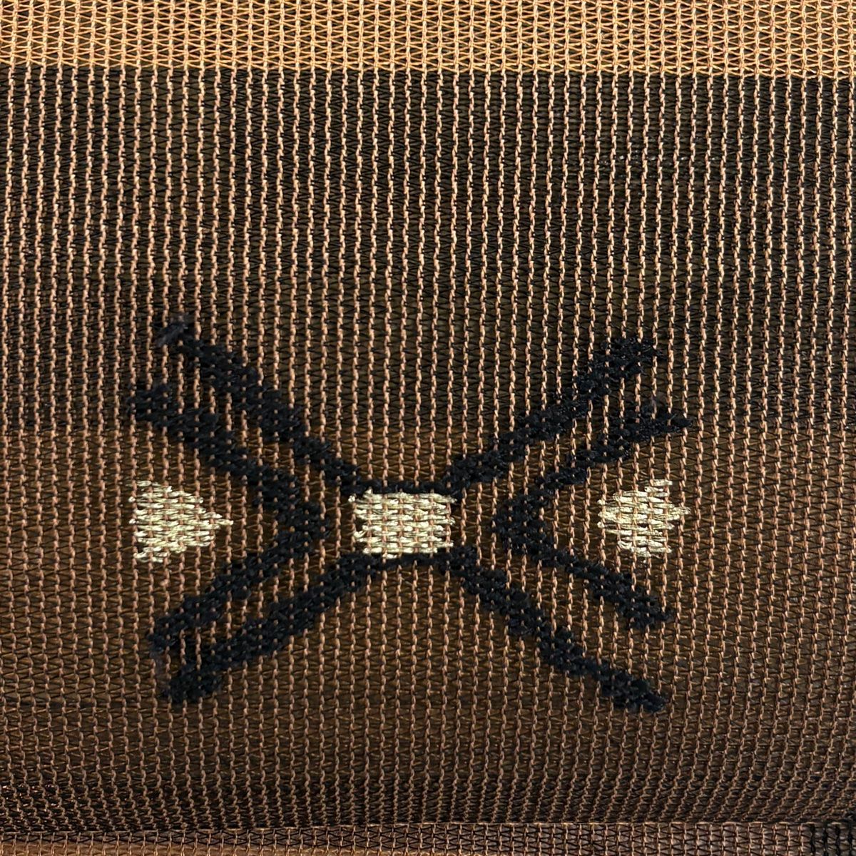 名古屋帯 秀品 八寸名古屋帯 松葉仕立て 夏帯 幾何学模様 金糸 茶色