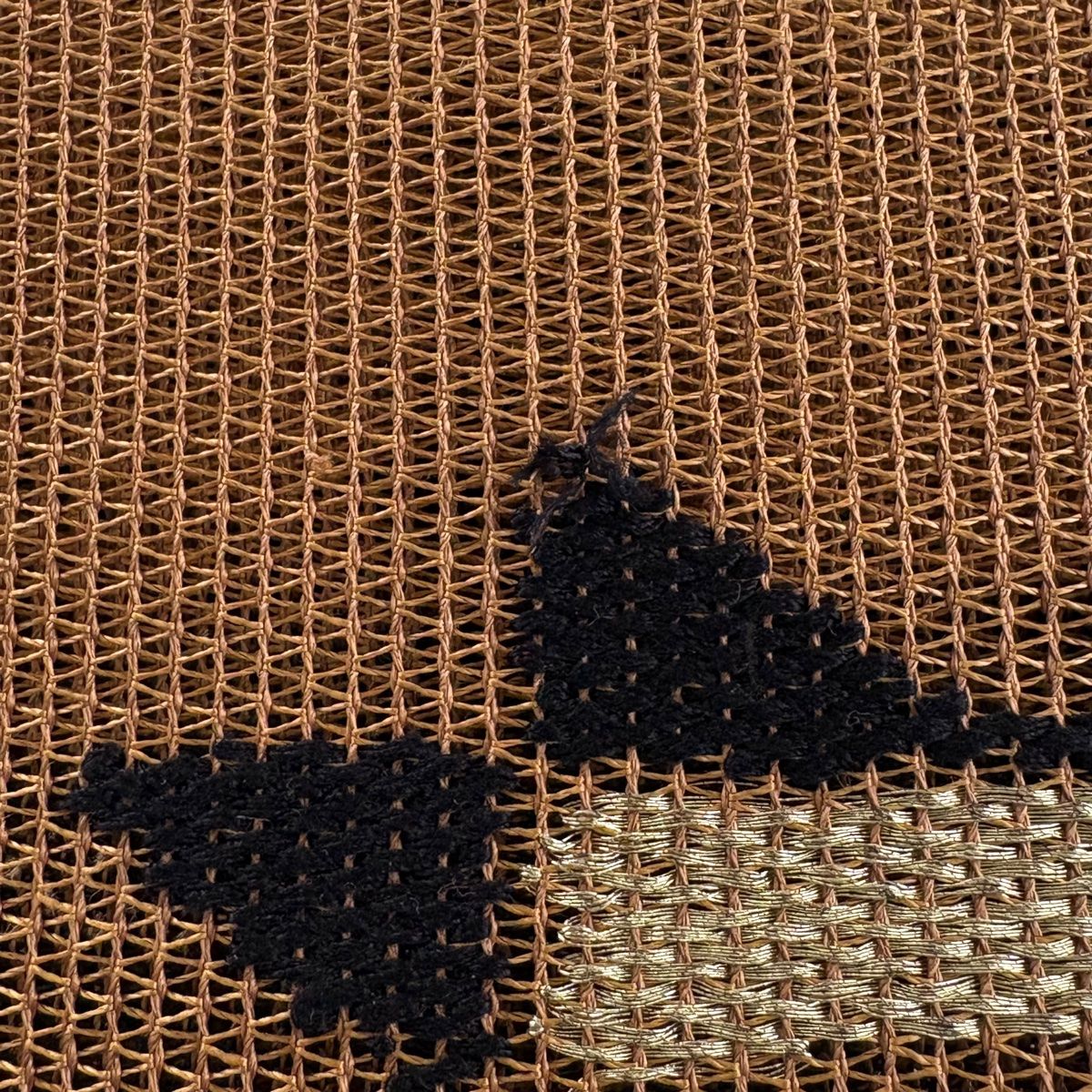 名古屋帯 秀品 八寸名古屋帯 松葉仕立て 夏帯 幾何学模様 金糸 茶色