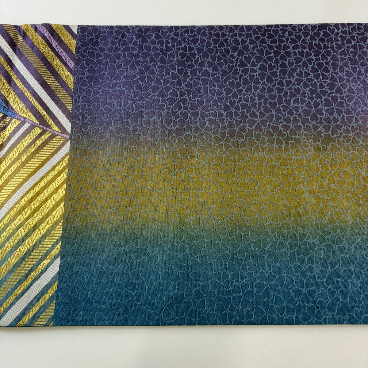 袋帯 秀品 斜縞 金糸 刺繍 紫 六通 正絹 【中古】 - メルカリ