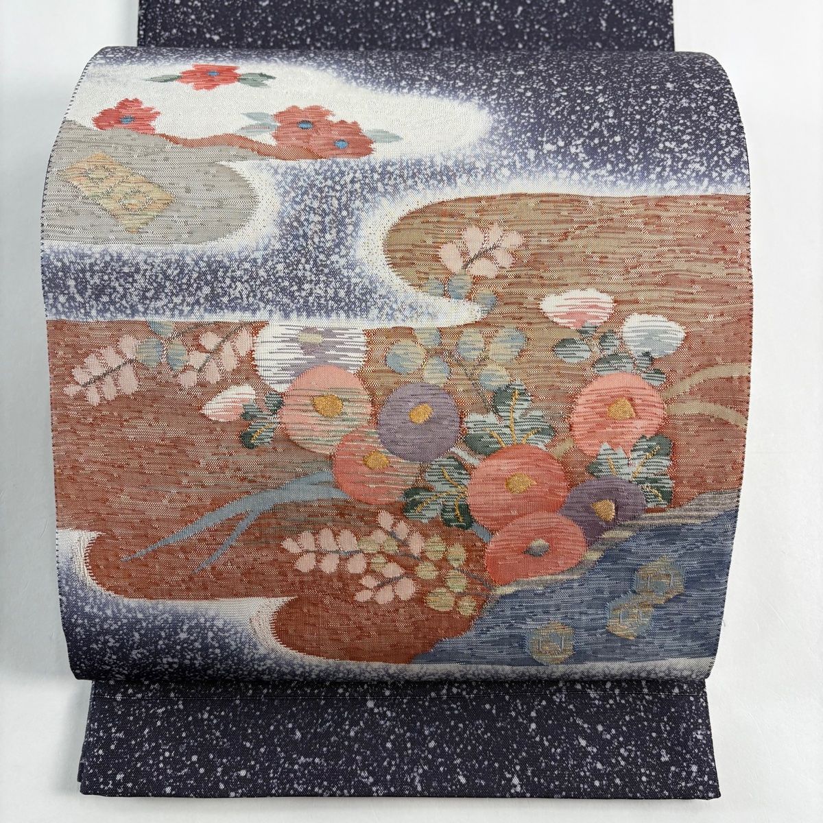 美品】 袋帯 秀品 万寿菊 霞 金糸 濃紫 お太鼓柄 正絹 【中古】 - メルカリ