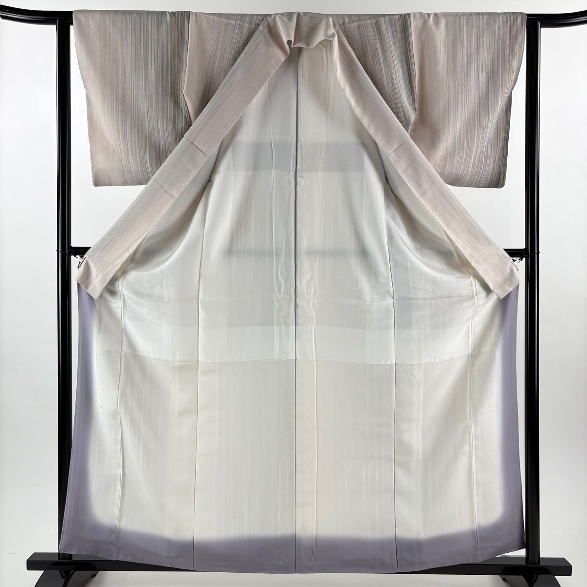  紬 身丈161 5 cm 裄丈61 S 袷 縦縞 薄ピンク 正絹 秀品 紬 着物