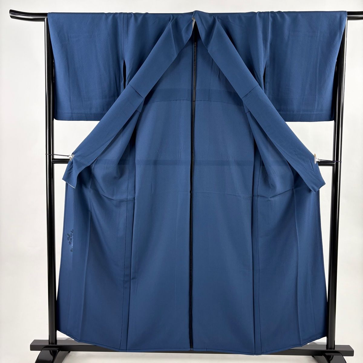 色無地 身丈158cm 裄丈65.5cm M 単衣 二代目清次郎 落款 紺色 正絹 秀