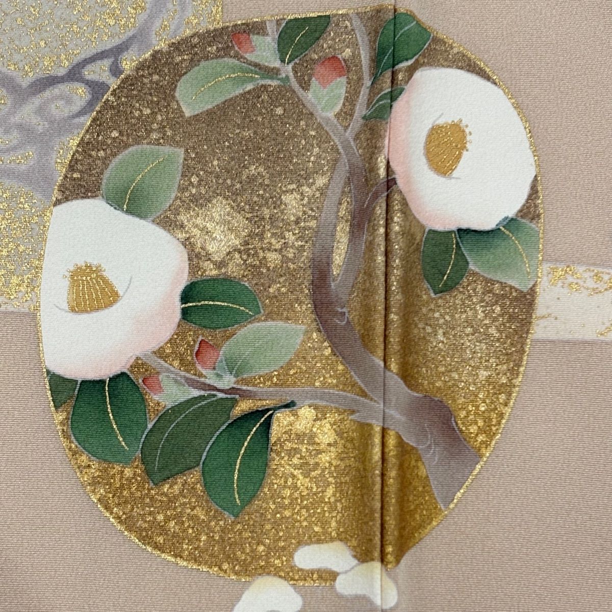 色留袖 身丈155cm 裄丈63cm S 袷 草花 松梅 金糸 金彩 ベージュ 正絹