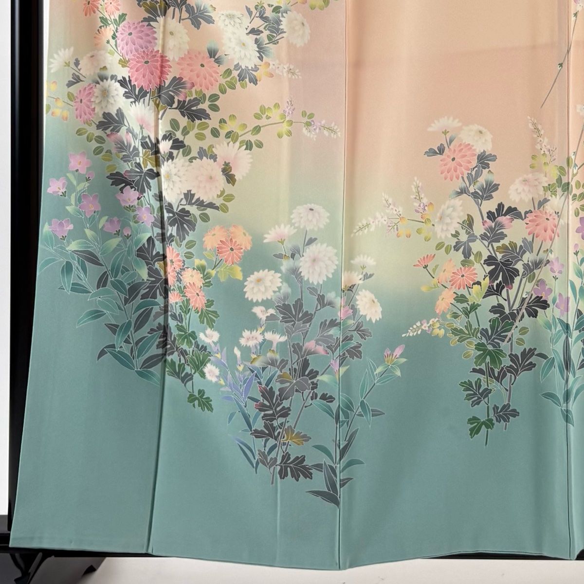 訪問着 身丈160 cm 裄丈68.5 L 袷 落款 菊 萩 薄ピンク 正絹 秀品