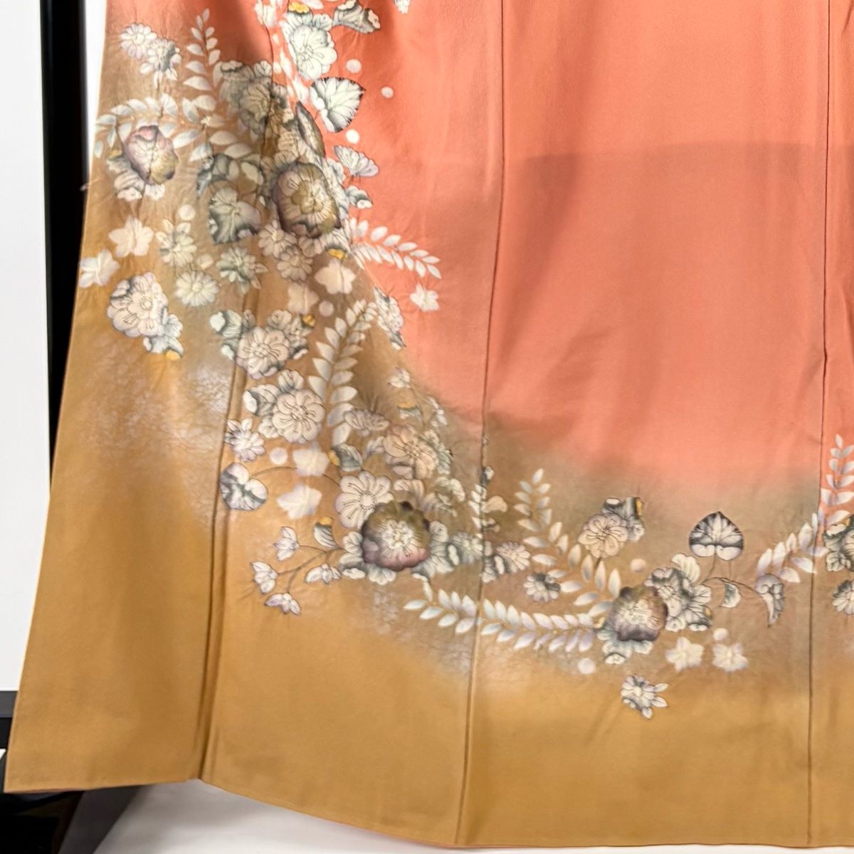 訪問着 身丈165 cm 裄丈67 M 袷 辻が花柄 金銀彩 ぼかし サーモンピンク 正絹 秀品