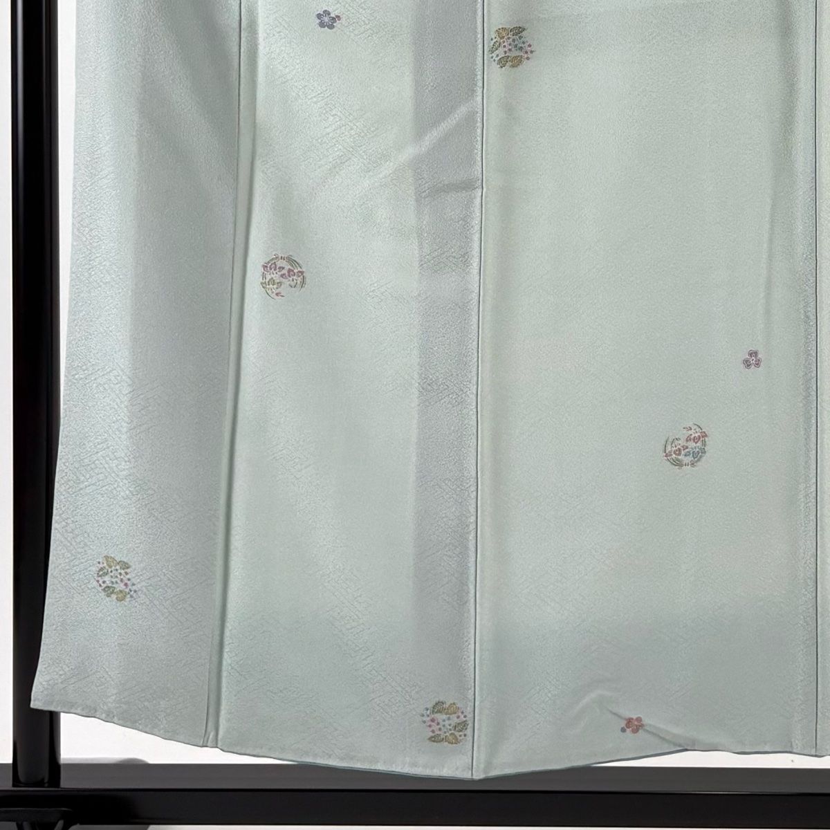 小紋 身丈155 cm 裄丈63.5 S 袷 花丸文 梅 薄緑 正絹 秀品