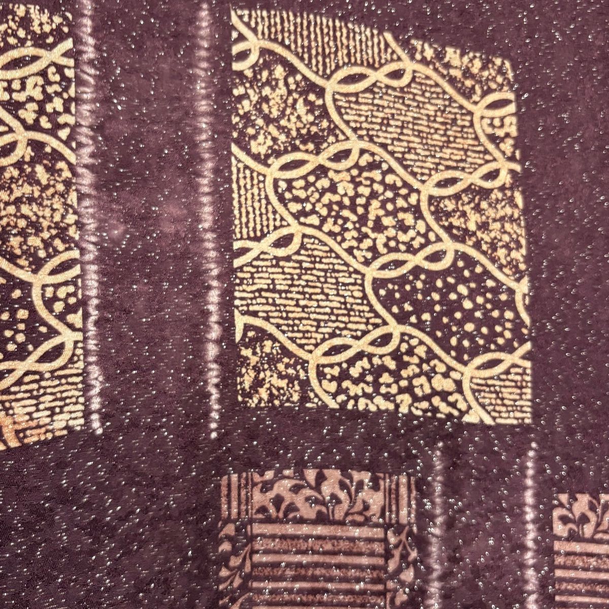  付下げ 身丈154 5 cm 裄丈64 M 袷 幾何学 草花 銀通し 絞り 濃紫 正絹 秀品 訪問着 付け下げ 着物