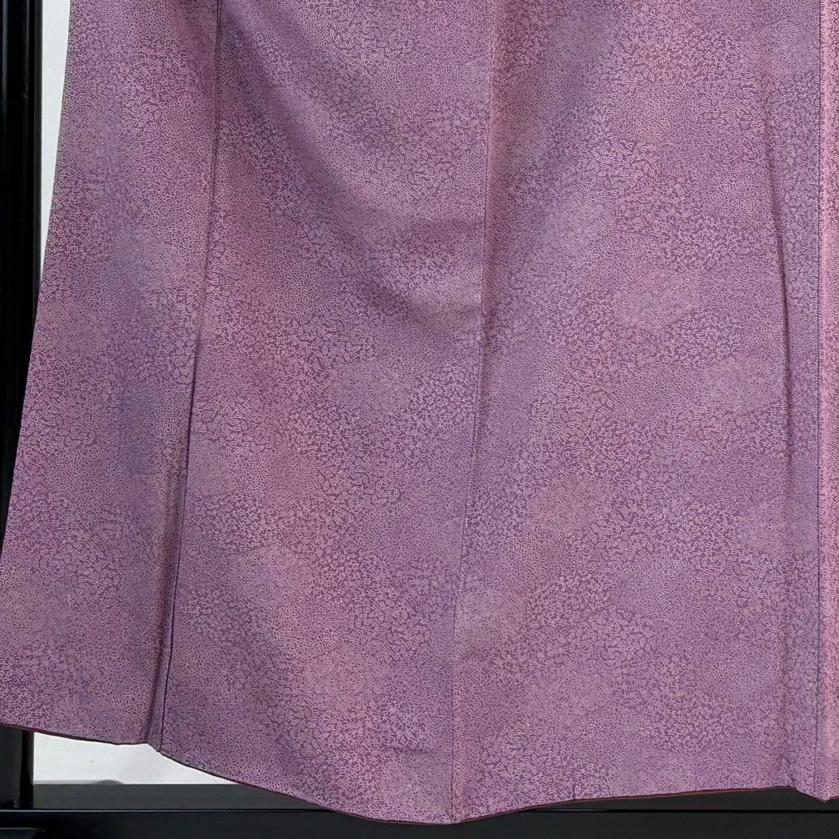 美品】 江戸小紋 身丈156.5cm 裄丈64cm M 袷 バチ衿 寄せ柄 扇 紫 正絹