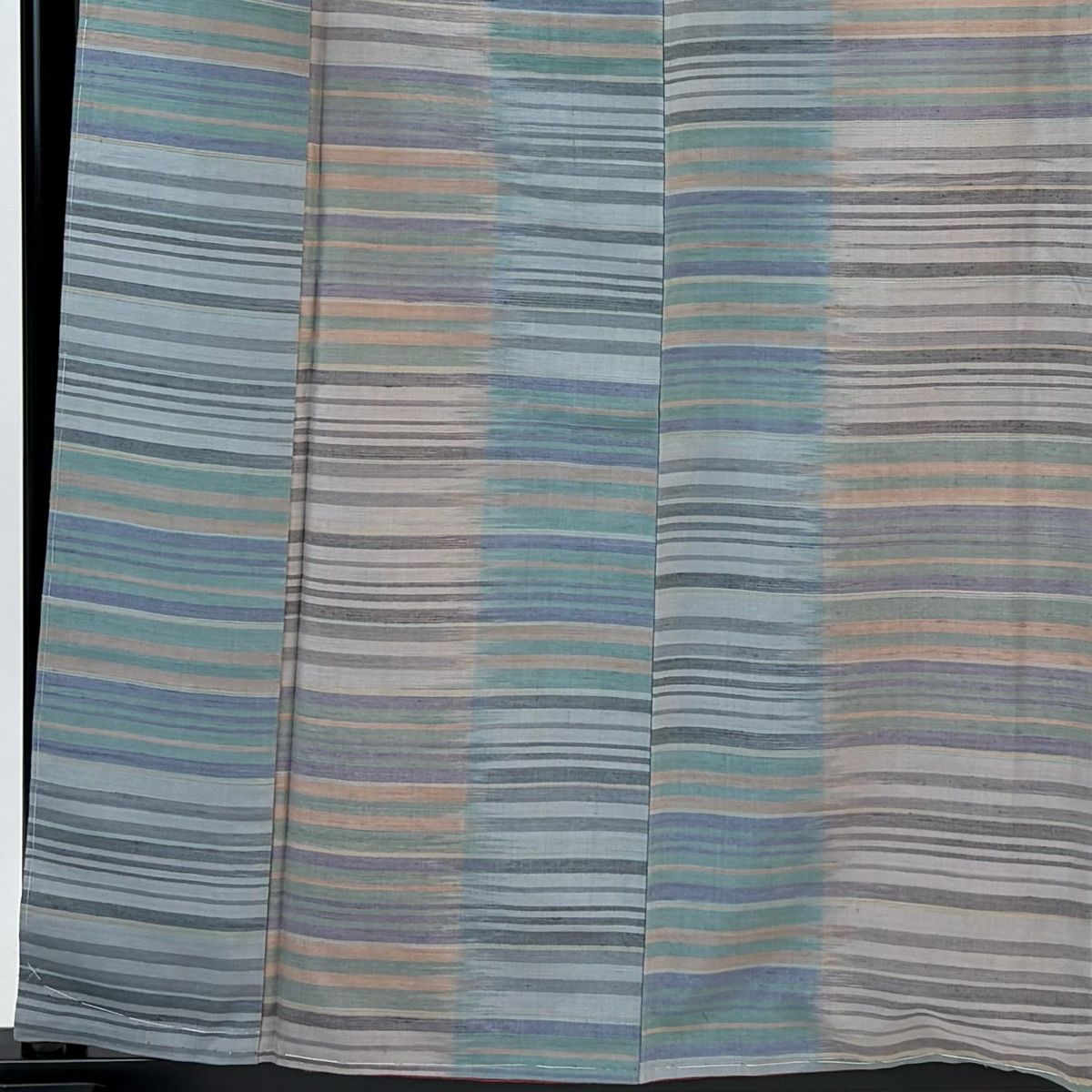 紬 身丈160.5 cm 裄丈64.5 M 袷 縞 灰緑 正絹 秀品