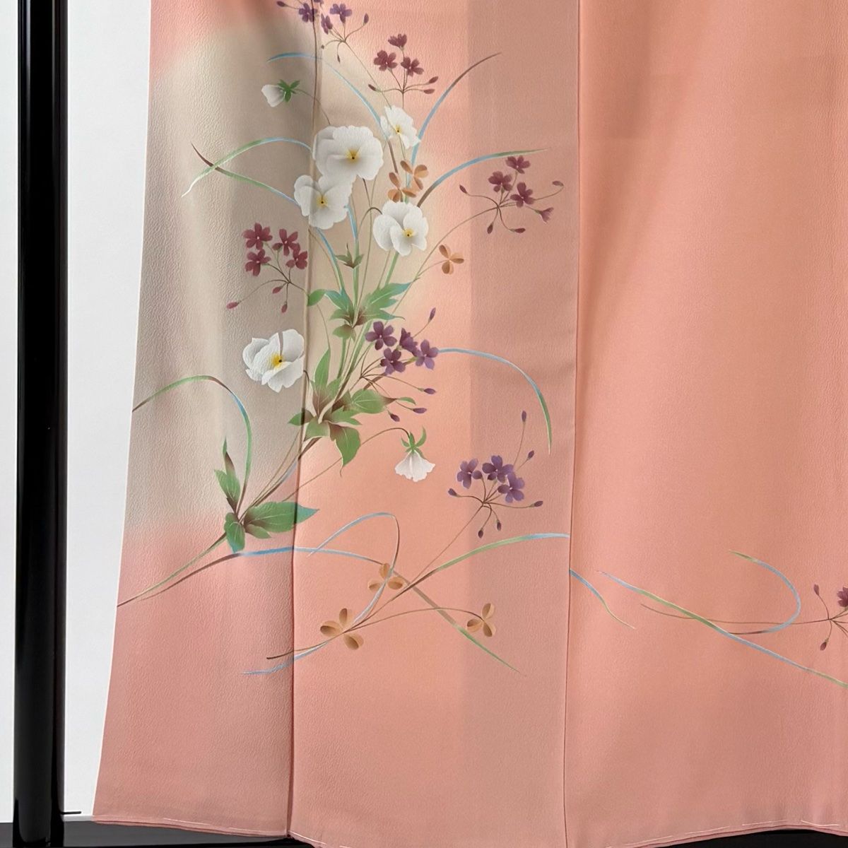 美品】 付下げ 身丈157.5cm 裄丈63.5cm S 袷 草花 ぼかし 染め分け