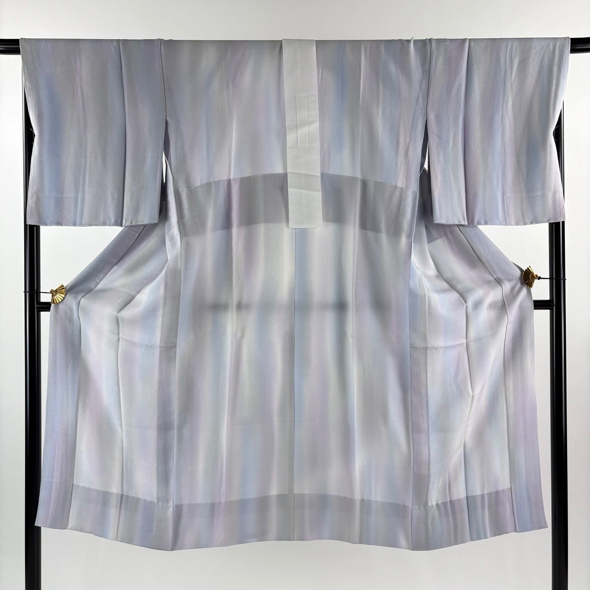 長襦袢 身丈129 cm 裄丈69 L よろけ縞 地紋 ぼかし 薄紫 正絹 秀品