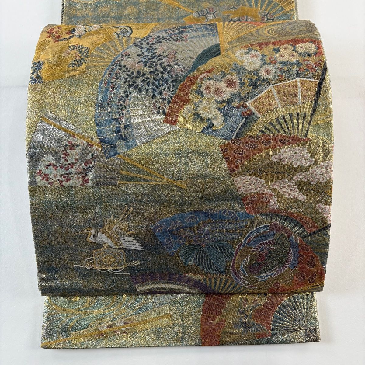 袋帯 落款 徳川美術館秘蔵 能楽百選 金銀糸 箔 金色 全通 正絹