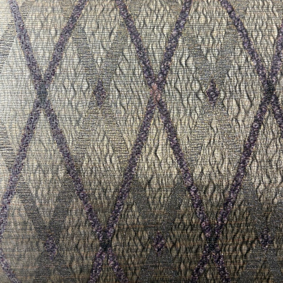 袋帯 落款 証紙 菱 金糸 箔 ベージュ 六通 正絹