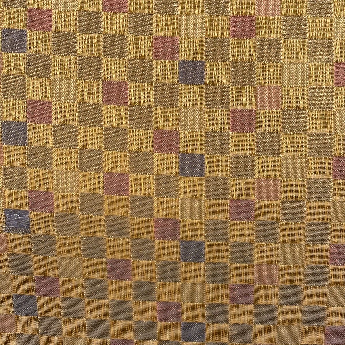 袋帯 市松 金糸 箔 金茶 六通 正絹