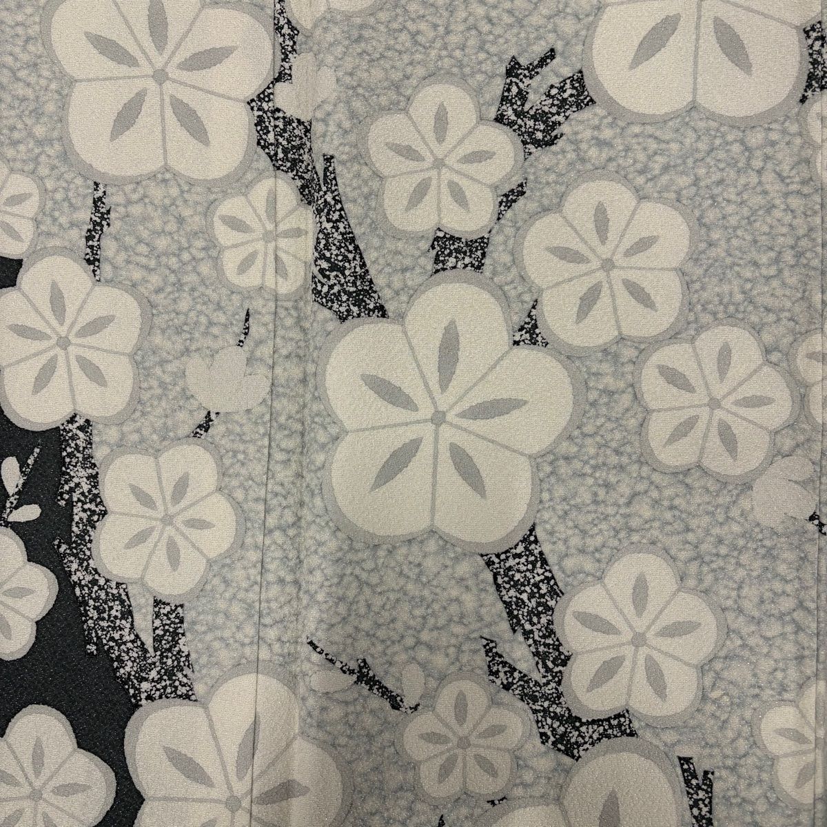 訪問着 身丈161cm 裄丈64.5cm M 袷 大久保玄才 落款 梅 銀通し 灰色