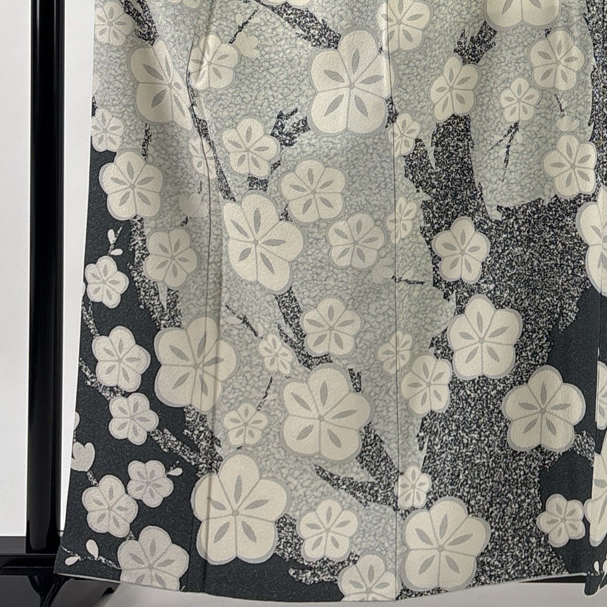 訪問着 身丈161cm 裄丈64.5cm M 袷 大久保玄才 落款 梅 銀通し 灰色