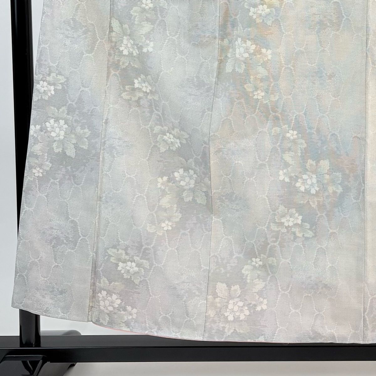 大島紬 身丈155.5 cm 裄丈62.5 S 袷 名匠たかし 証紙 草花 網目 灰紫 正絹