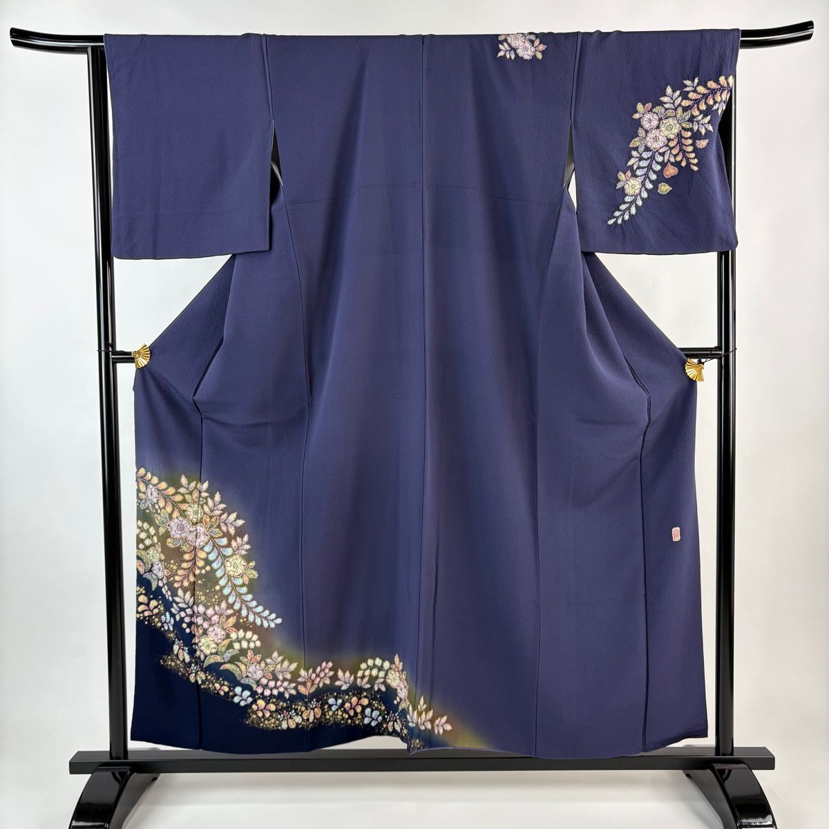 付下げ 身丈156cm 裄丈66.5cm M 袷 翠山工房 やまと 落款 辻が花 金彩