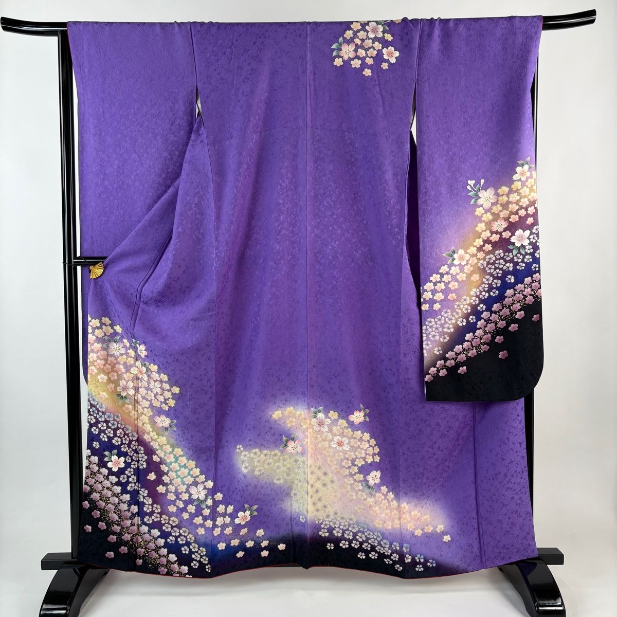 振袖 身丈161.5 cm 裄丈68.5 L 袷 桜 梅 金糸 金彩 紫 正絹