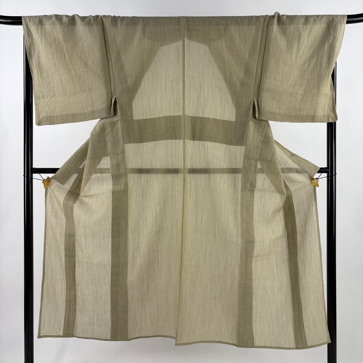 男着物 身丈147 5 cm 裄丈71 M 薄物 小千谷ちぢみ 薄茶色 麻