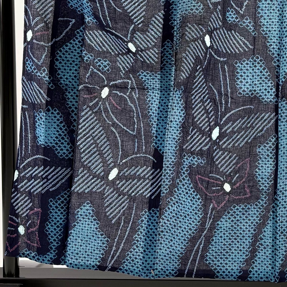 浴衣 身丈158 cm 裄丈63.5 S 絞り浴衣 蝶 藍色 綿