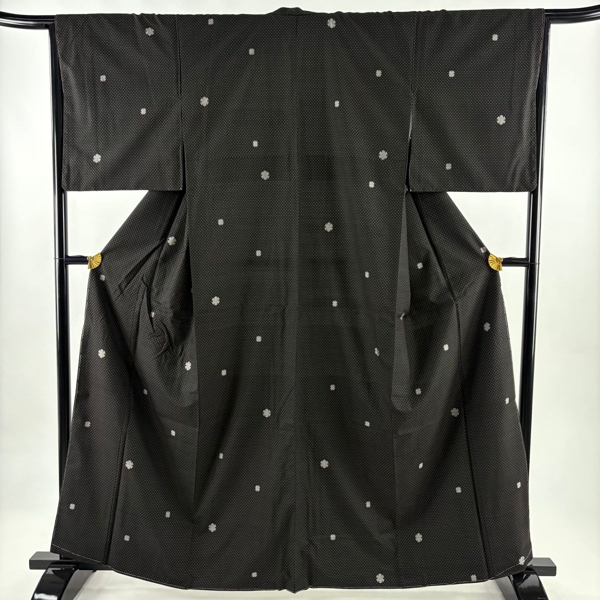 大島紬 身丈162 5 cm 裄丈65 M 袷 純泥染 やまと 証紙 雪輪 焦茶色 正絹