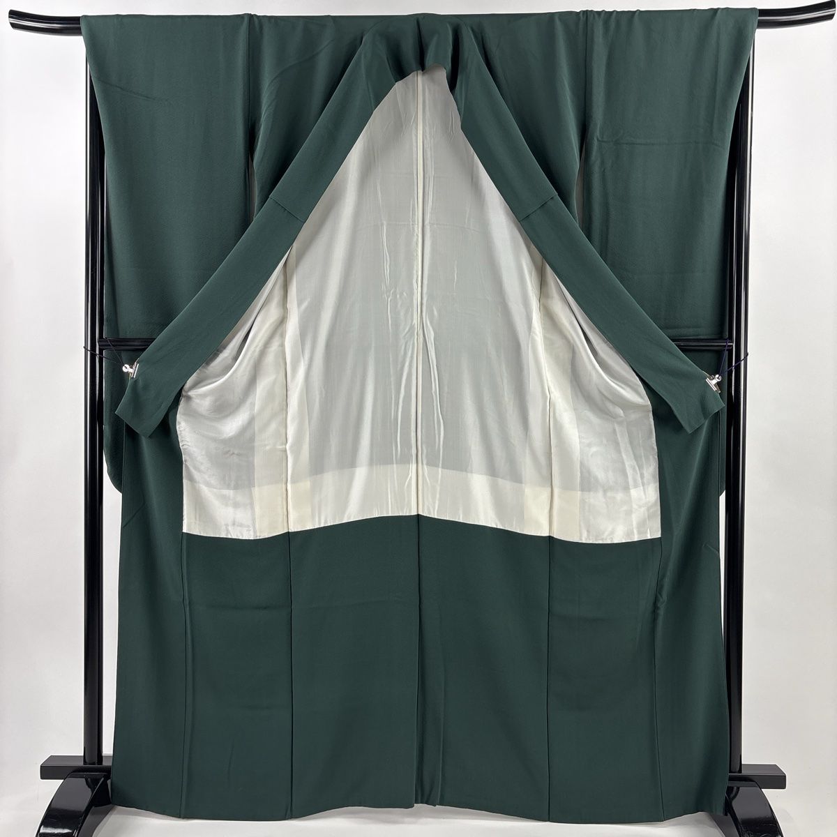  振袖 身丈164.5 cm 裄丈66.5 M 袷 深緑 正絹 振袖 着物