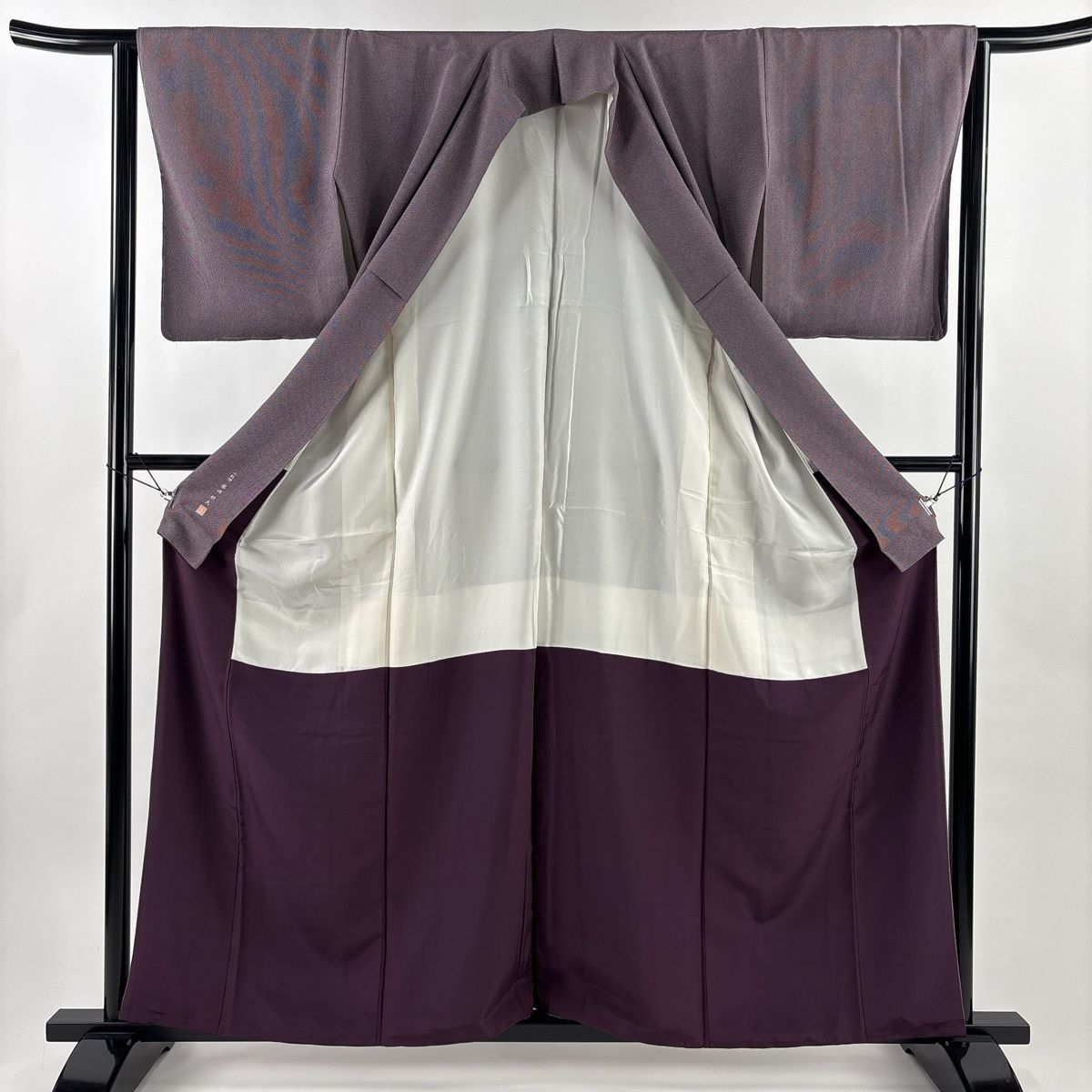 美品】 江戸小紋 身丈160.5cm 裄丈63cm S 袷 落款 幾何学模様 紫 正絹