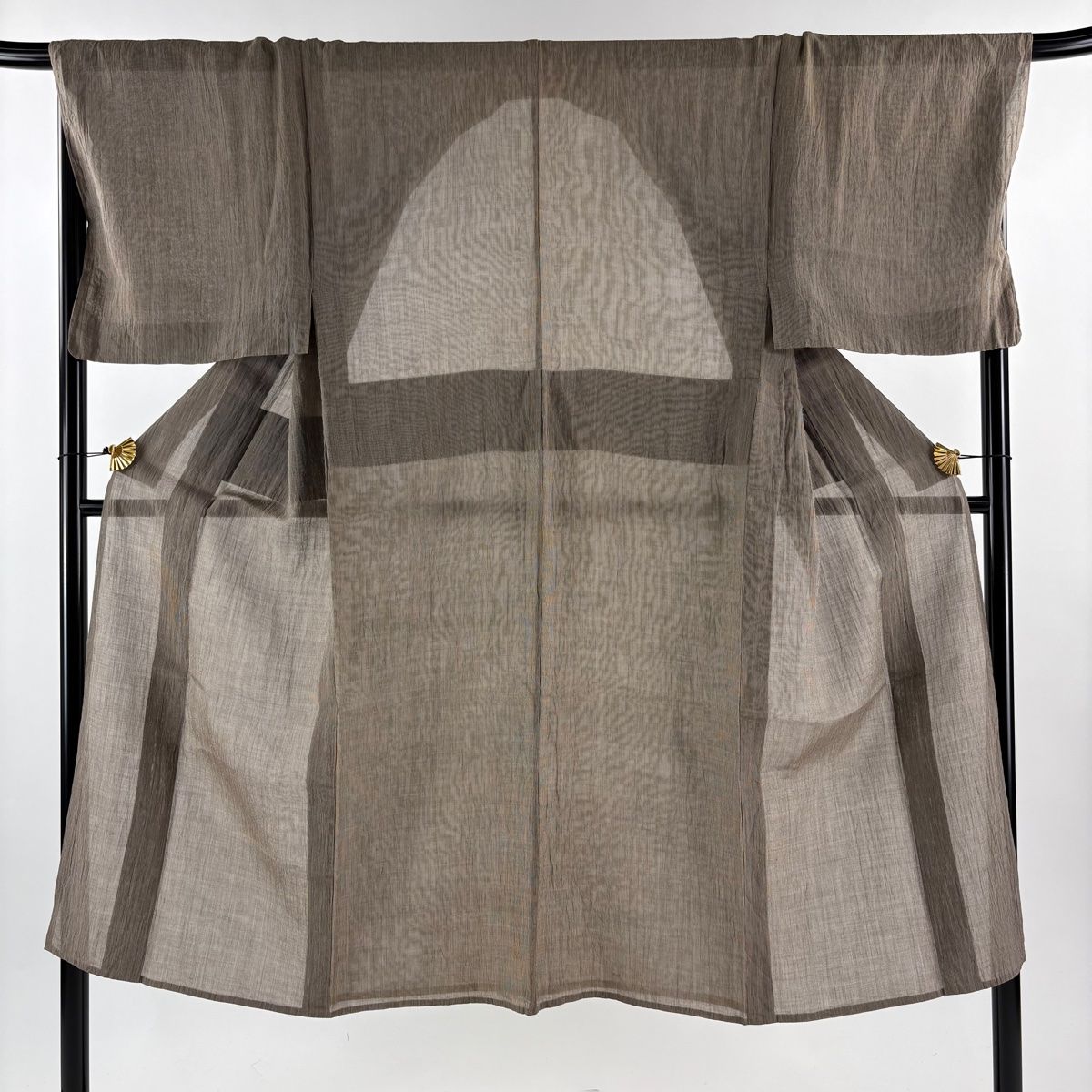 男着物 身丈139.5 cm 裄丈70 S 薄物 夏紬 縞 灰茶 麻